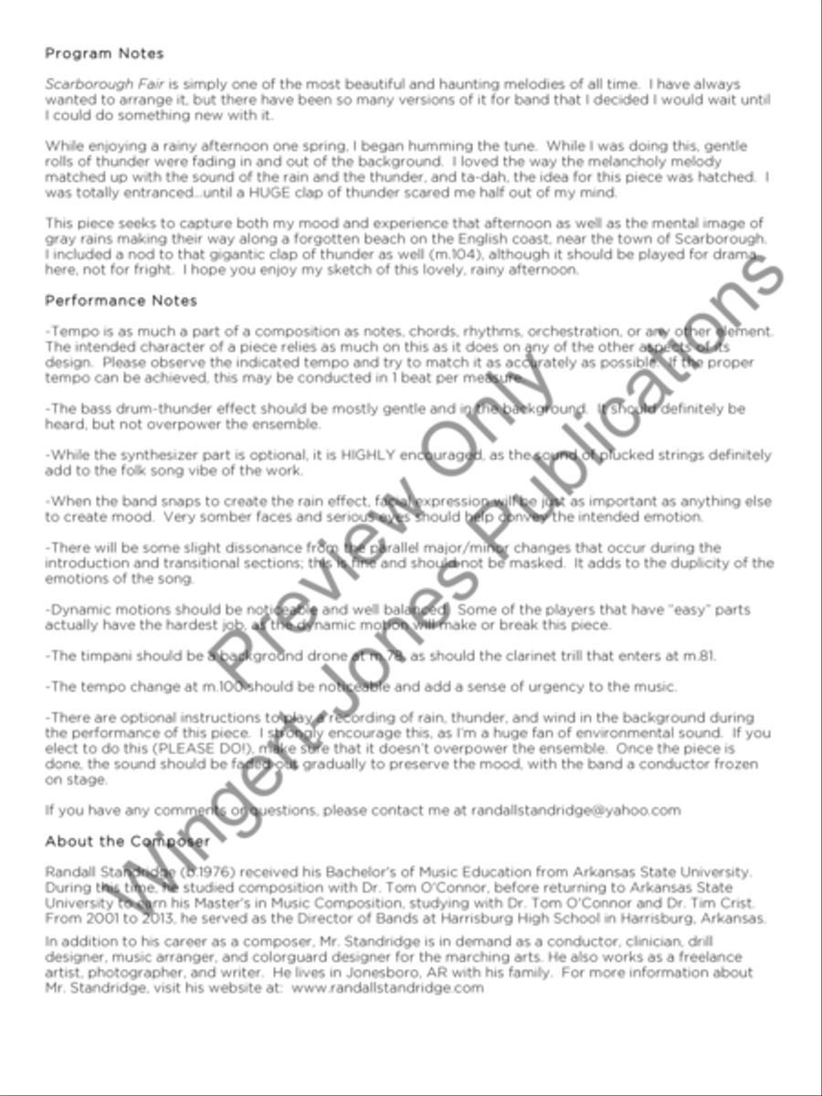 The Rains of Scarborough Fair Concert Band scores gallery preview page 3