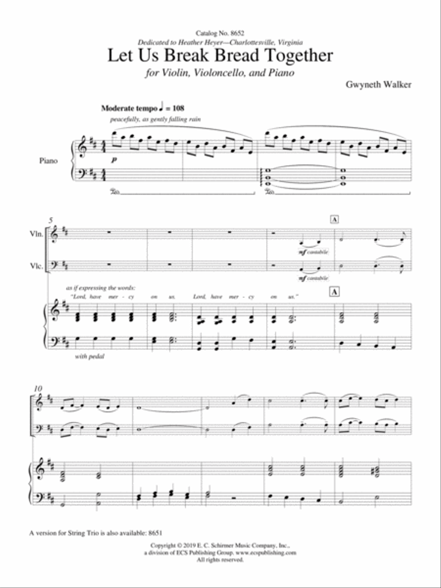 Let Us Break Bread Together Piano Trio scores gallery preview page 1