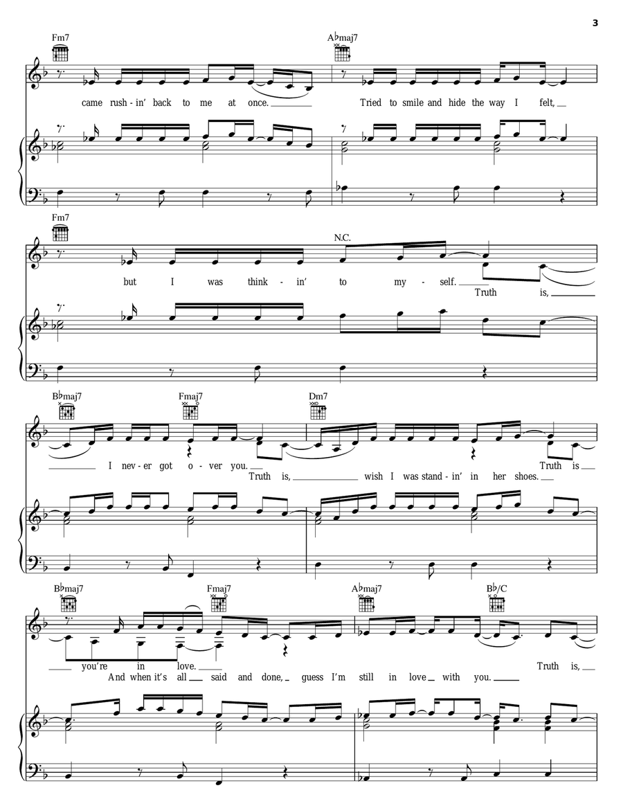 Truth Is Truth Is Piano, Vocal, Guitar scores gallery preview page 3