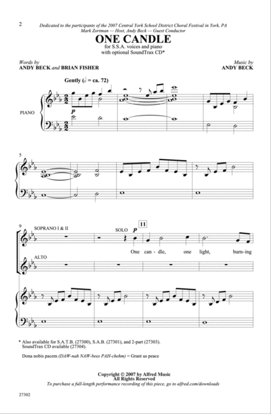 One Candle One Candle Women's Choir scores gallery preview page 2
