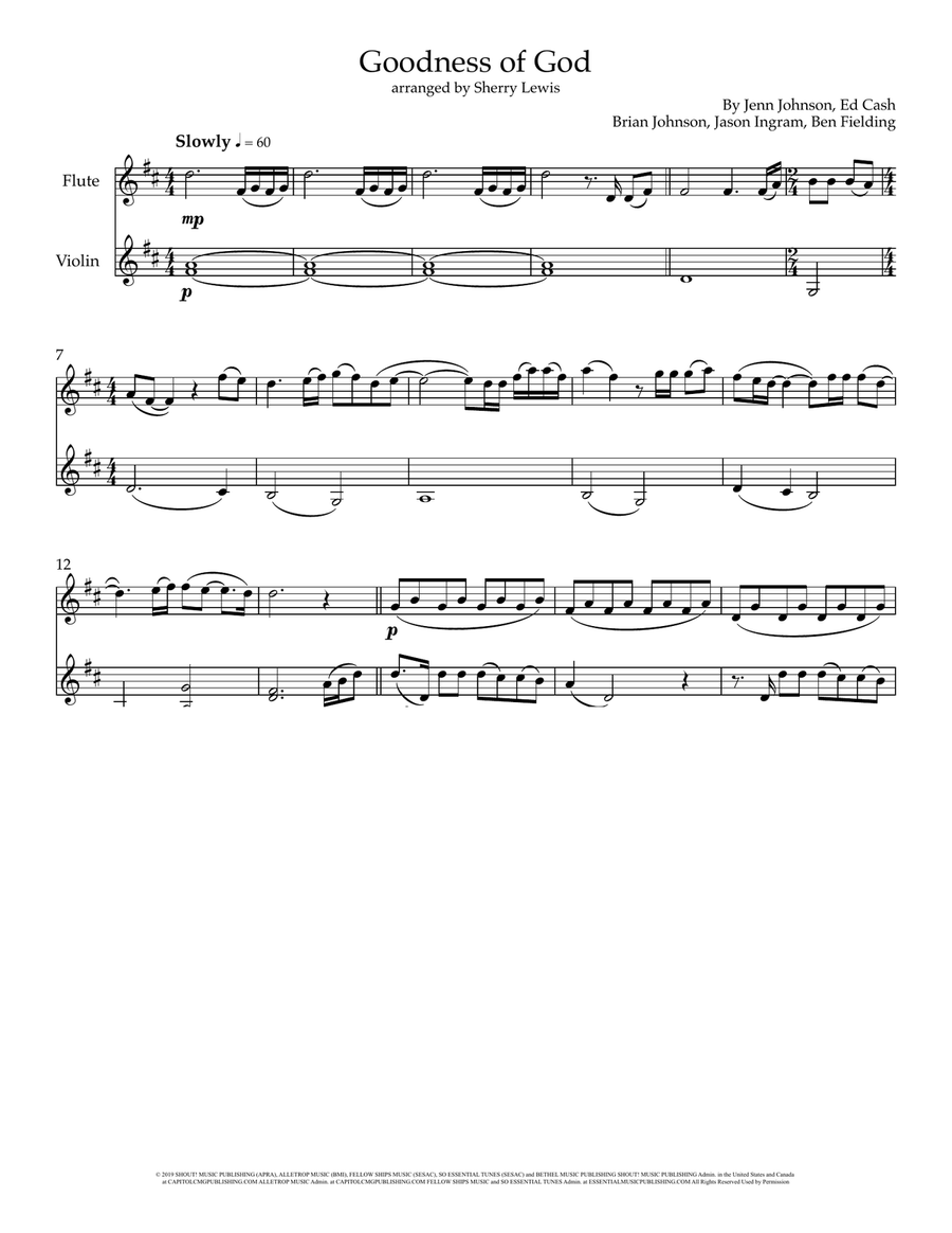 Goodness Of God Flute scores gallery preview page 1