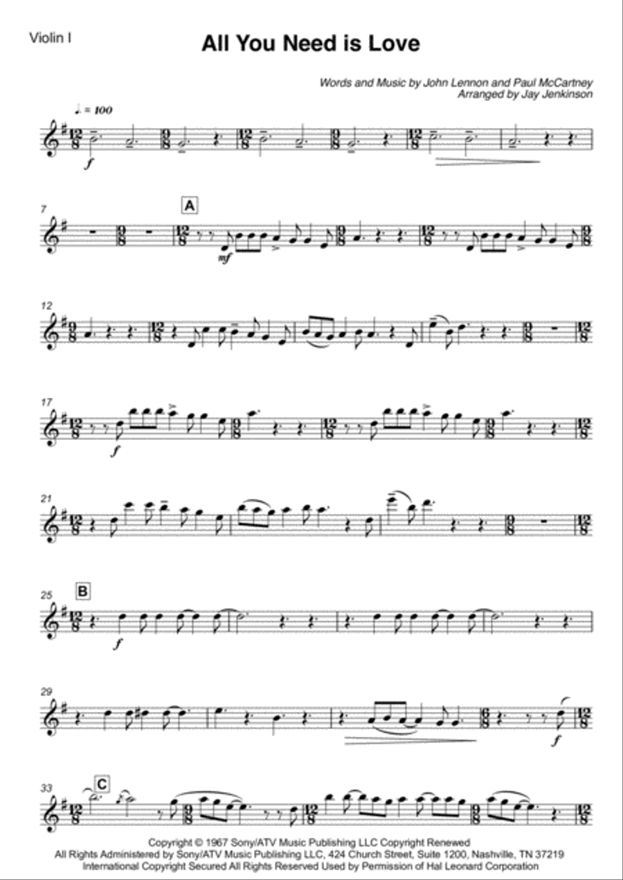 All You Need Is Love String Quartet scores gallery preview page 2