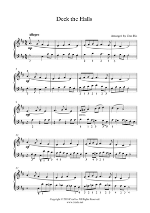 Deck The Halls - Piano (2 for the price of 1 !!), 2 keys are included (D major and Easy Key C major)