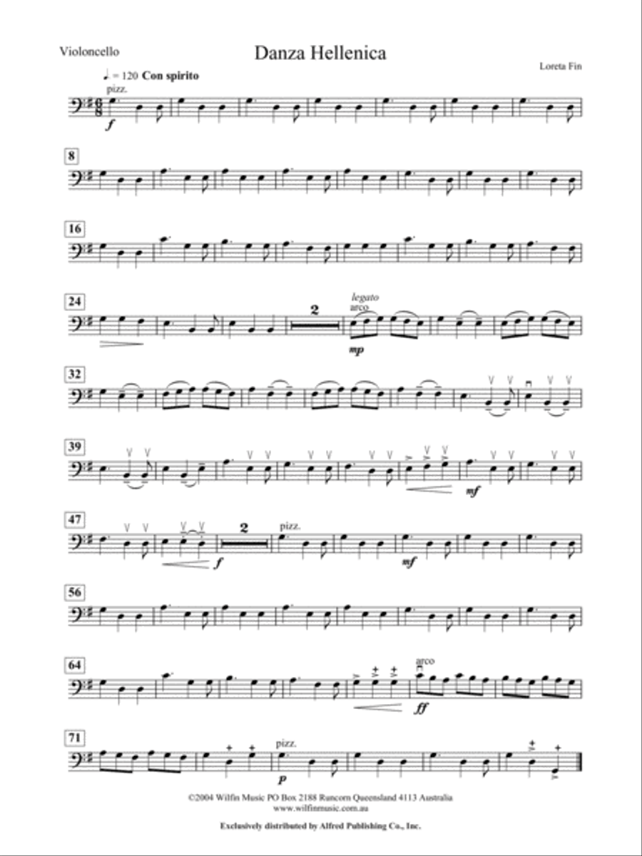 Danza Hellenica: Cello Danza Hellenica: Cello String Orchestra scores gallery preview page 1