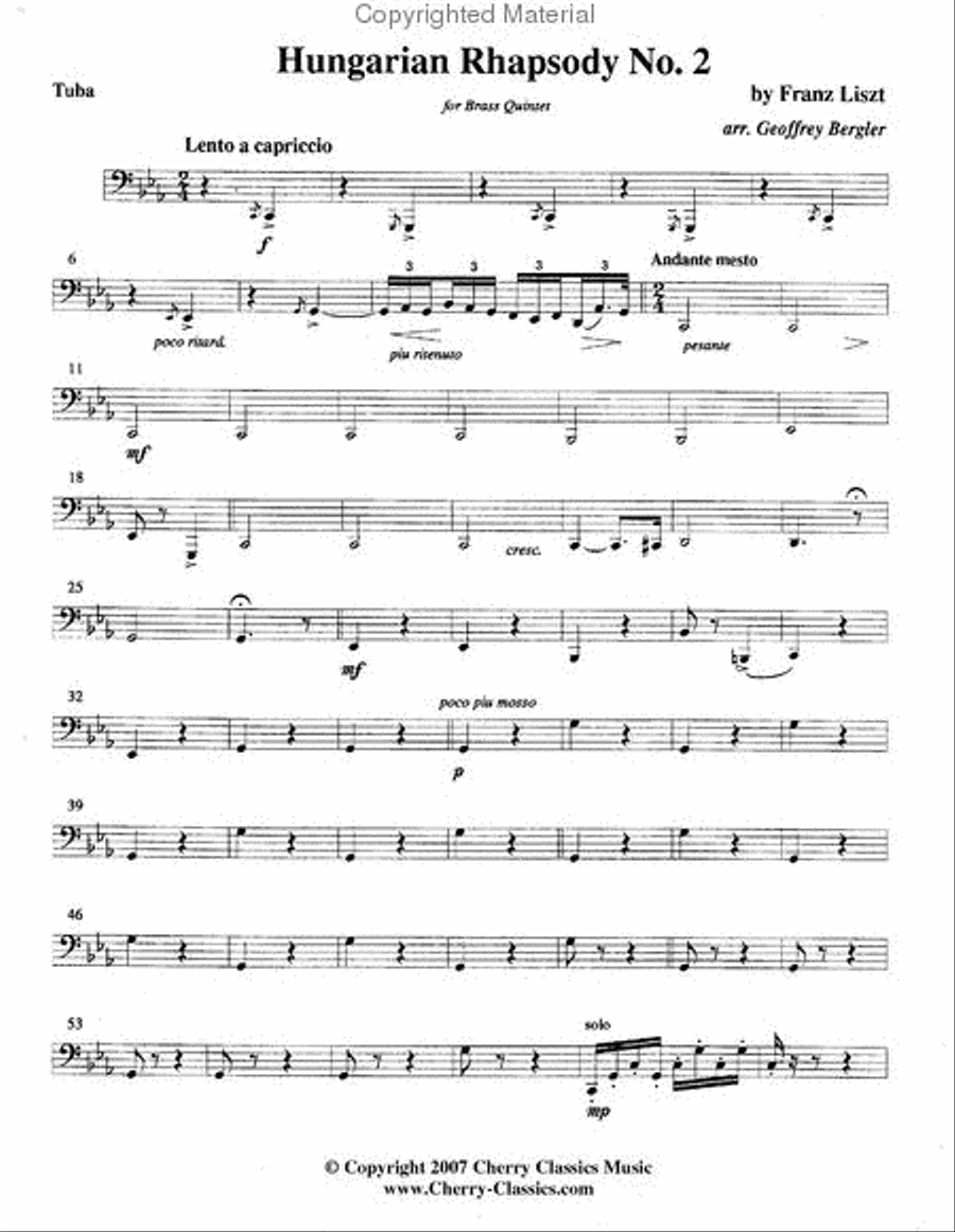 Hungarian Rhapsody No. 2 Brass Quintet scores gallery preview page 6