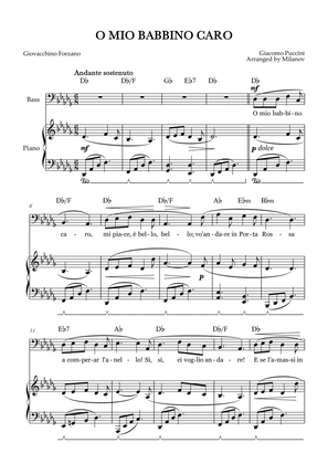 O Mio Babbino Caro | Male Voice Bass | D-flat Major | Piano accompaniment | Pedal | Chords