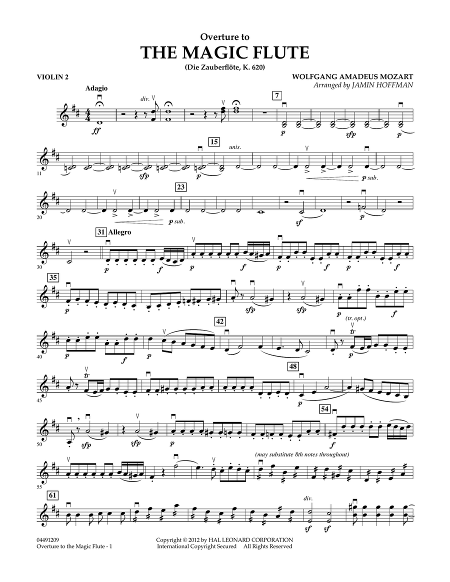 Overture to The Magic Flute - Violin 2 Orchestra scores gallery preview page 1