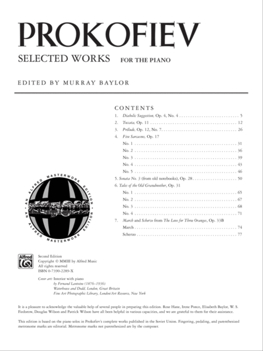 Prokofiev -- Selected Works Piano Solo scores gallery preview page 2