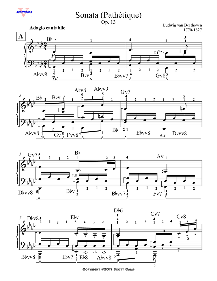 Sonata "Pathetique" Op. 13: 2nd Movement Adagio with Piano Fingering (Ultimate Adult Student Editio