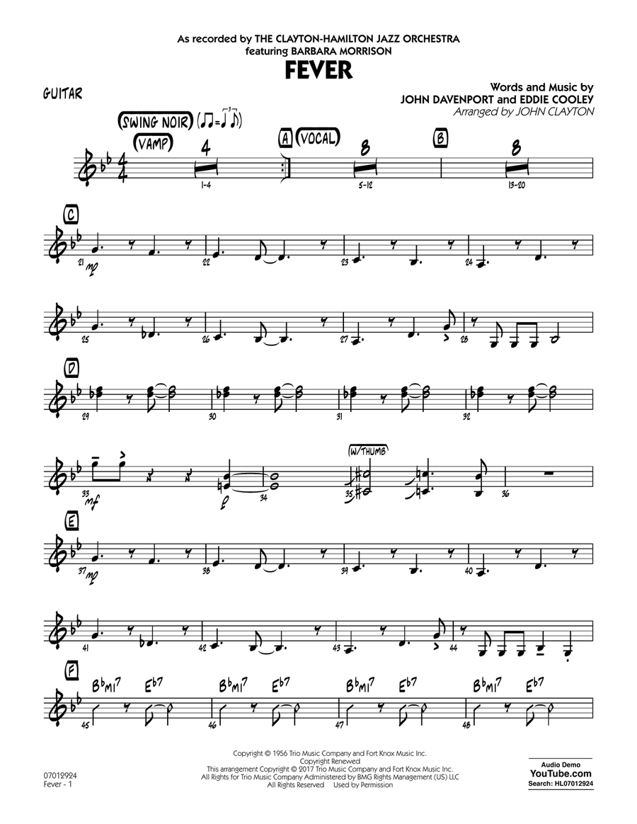 Fever (Key: G min) - Guitar Jazz Ensemble scores gallery preview page 1