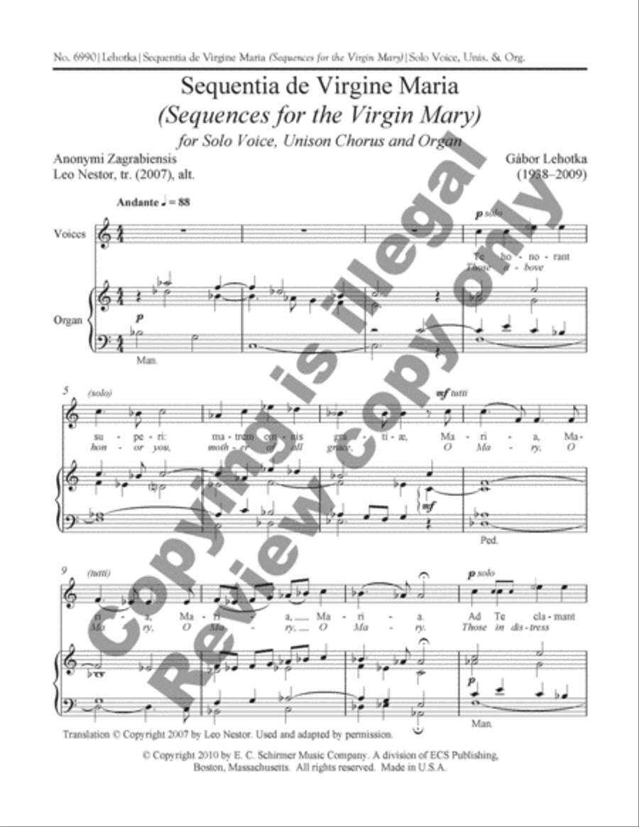 Sequentia de Virgine Maria Unison Choir scores gallery preview page 2