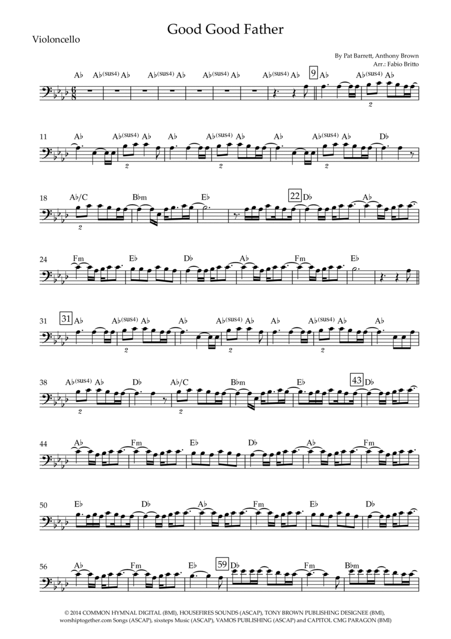 Good Good Father Cello Solo scores gallery preview page 1