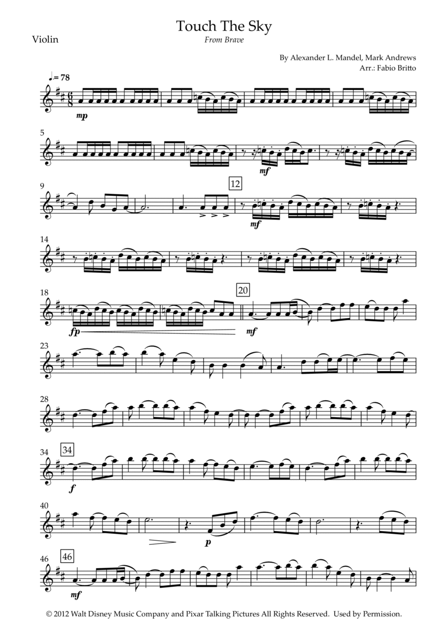 Touch The Sky Violin Solo scores gallery preview page 1