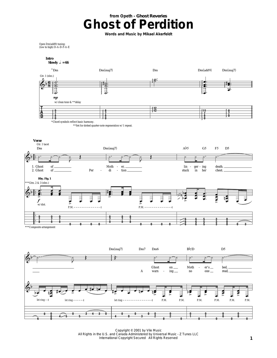 Ghost Of Perdition Electric Guitar scores gallery preview page 1