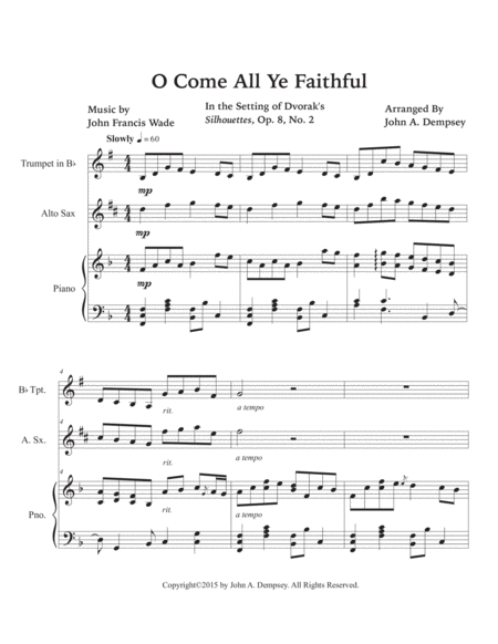 O Come All Ye Faithful (Trio for Trumpet, Alto Sax and Piano) image number null
