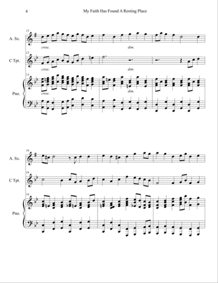 My Faith Has Found a Resting Place Trumpet - Sax Duet Alto Saxophone scores gallery preview page 4