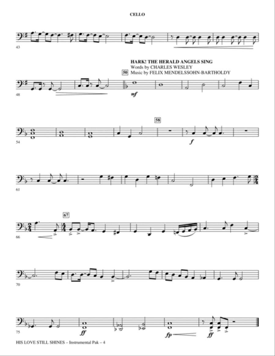His Love Still Shines - Cello Choir scores gallery preview page 4