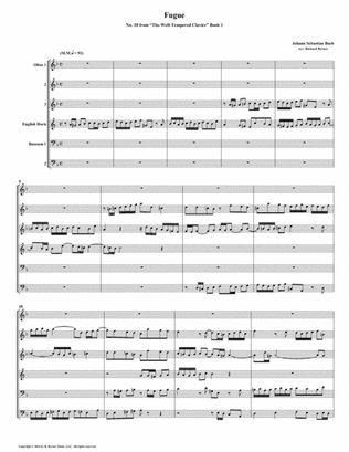 Fugue 20 from Well-Tempered Clavier, Book 1 (Double Reed Sextet)