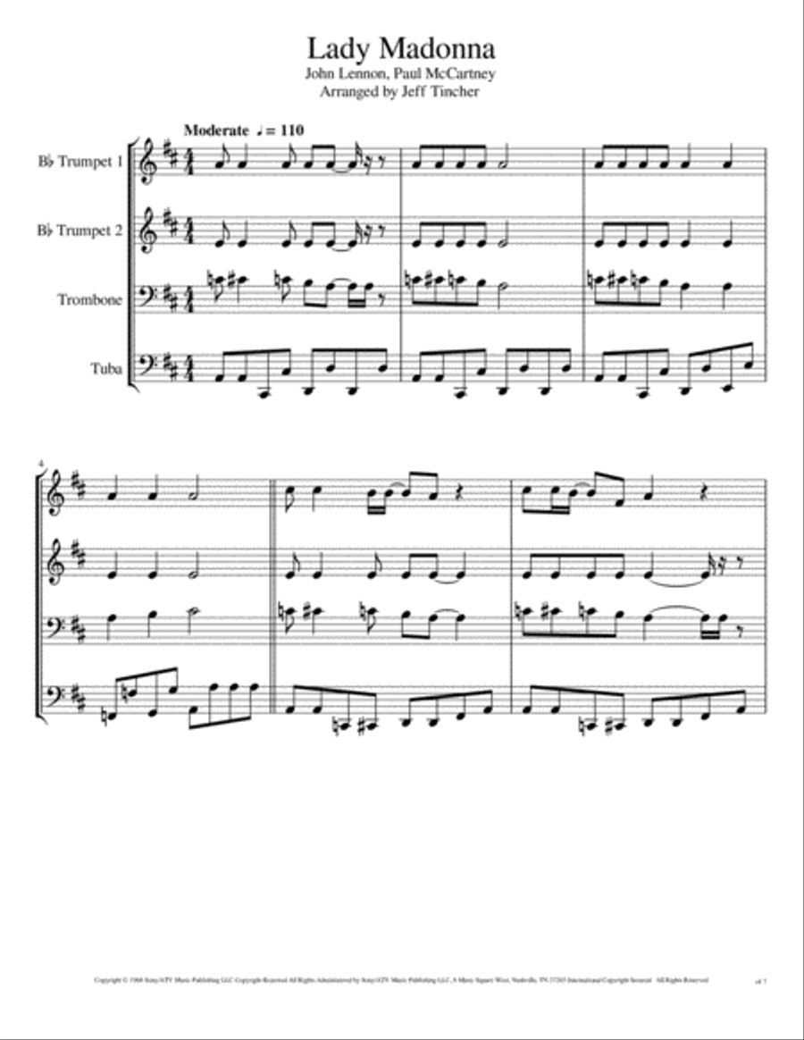 Lady Madonna Brass Ensemble scores gallery preview page 2