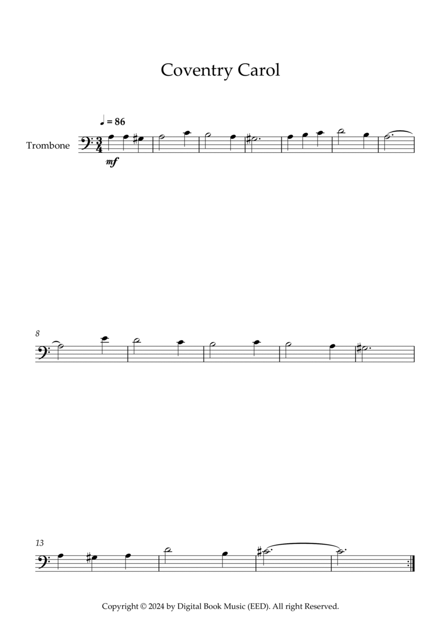 https://www.youtube.com/watch?v=MkQargVFRGg Trombone Solo scores gallery preview page 1
