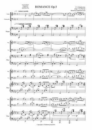 Book cover for Tchaikovsky - Romance Op.5 - Piano Trio Violin Cello Piano