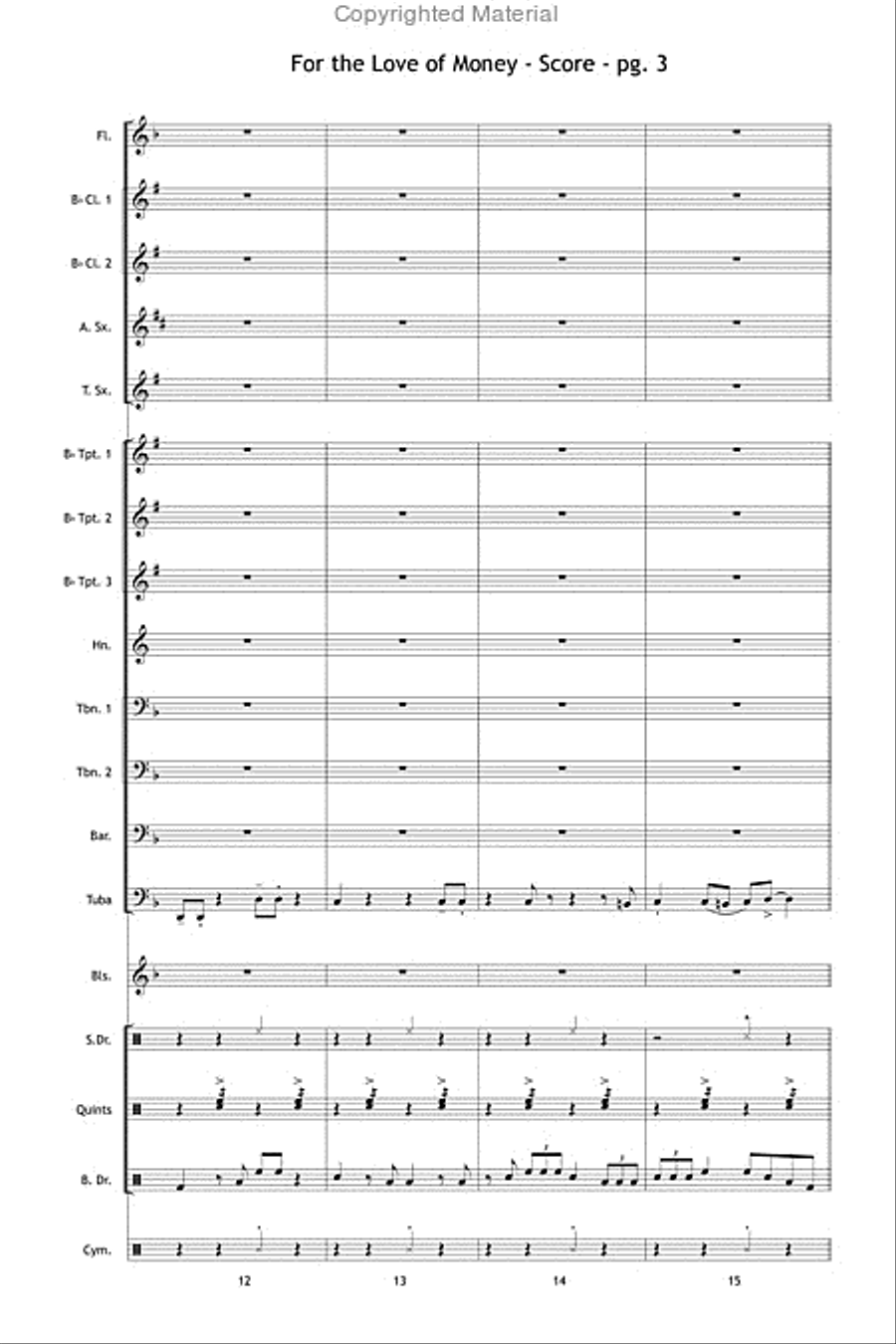 For the Love of Money Marching Band scores gallery preview page 4