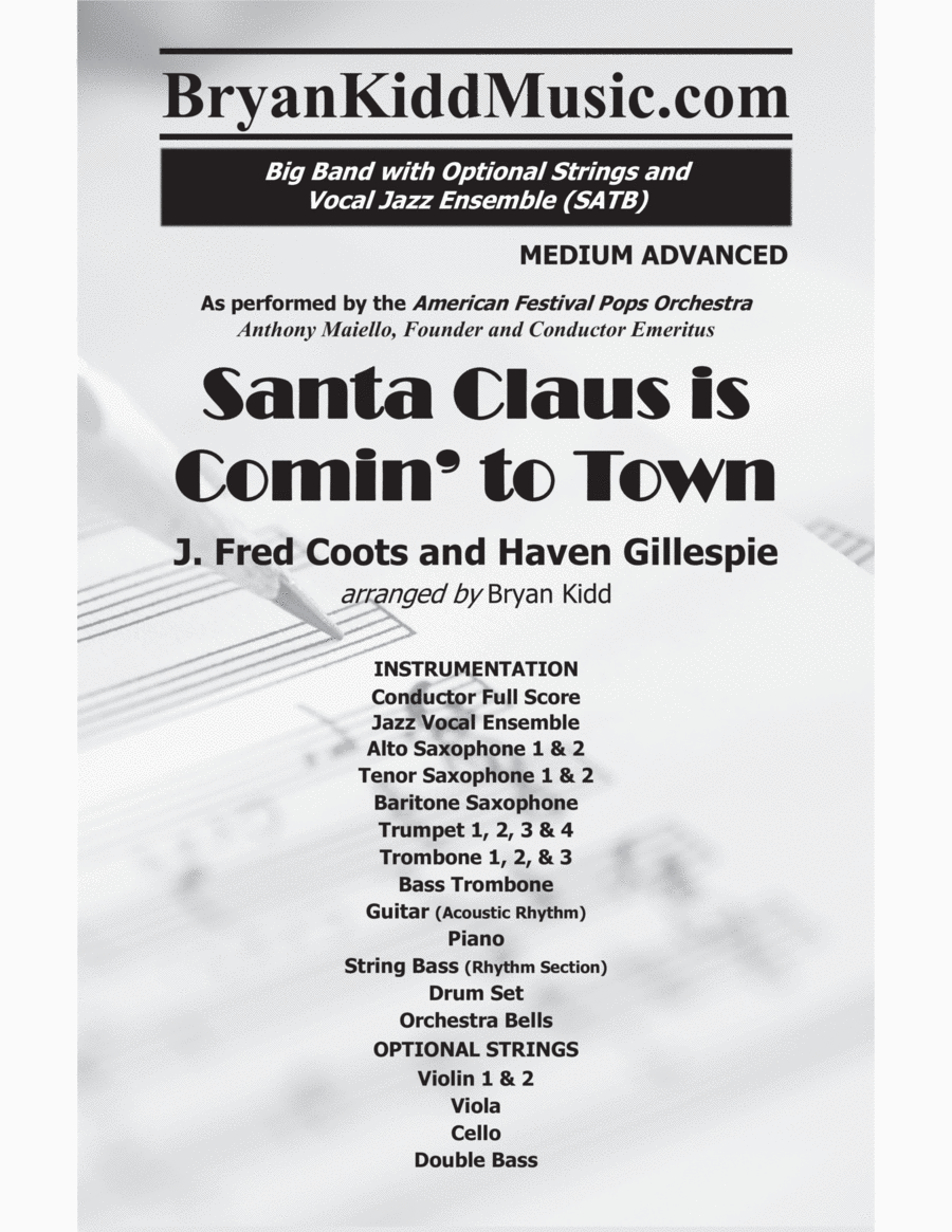 Santa Claus Is Comin' To Town Jazz Ensemble scores gallery preview page 1