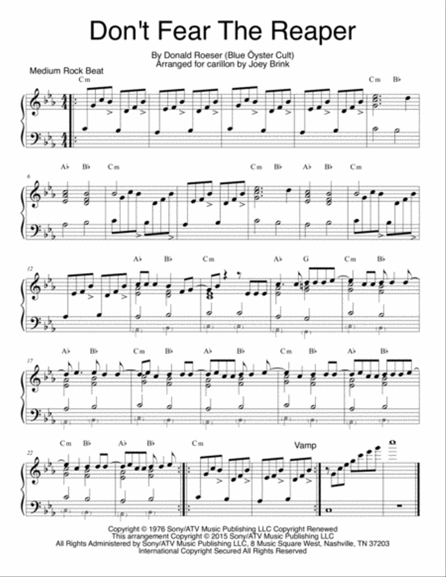 Don't Fear The Reaper Glockenspiel scores gallery preview page 1