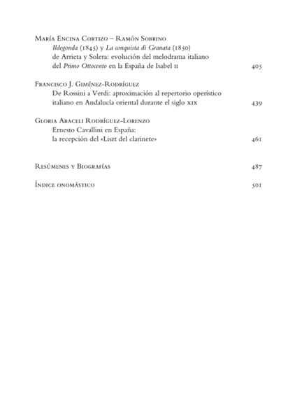 Intercambios musicales entre España e Italia en los siglos XVIII y XIX/ Gli scambi musicali fra Spagna e Italia nei secoli XVIII e XIX