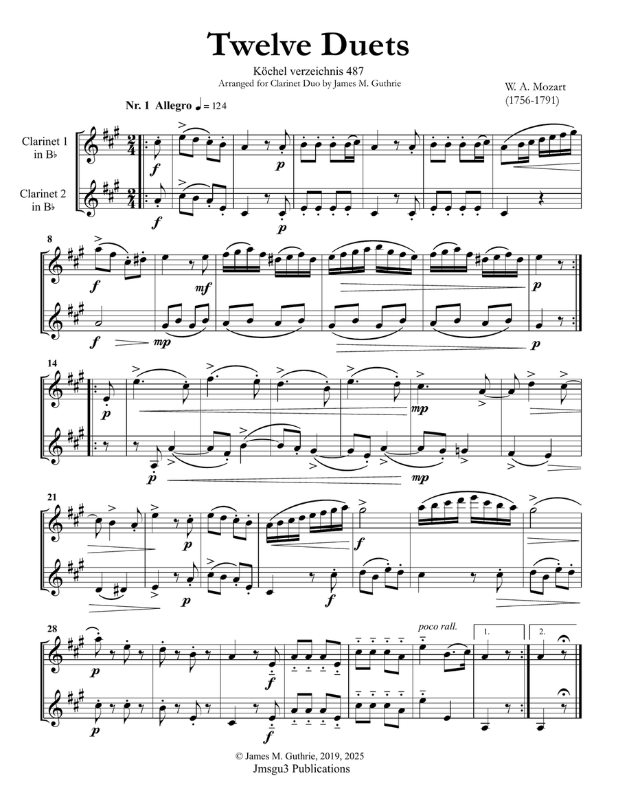 Mozart outlet clarinet duets