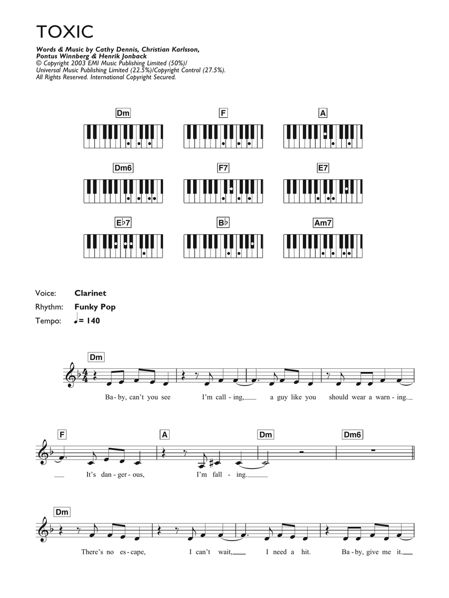 Toxic – Britney Spears Sheet music for Piano (Solo)