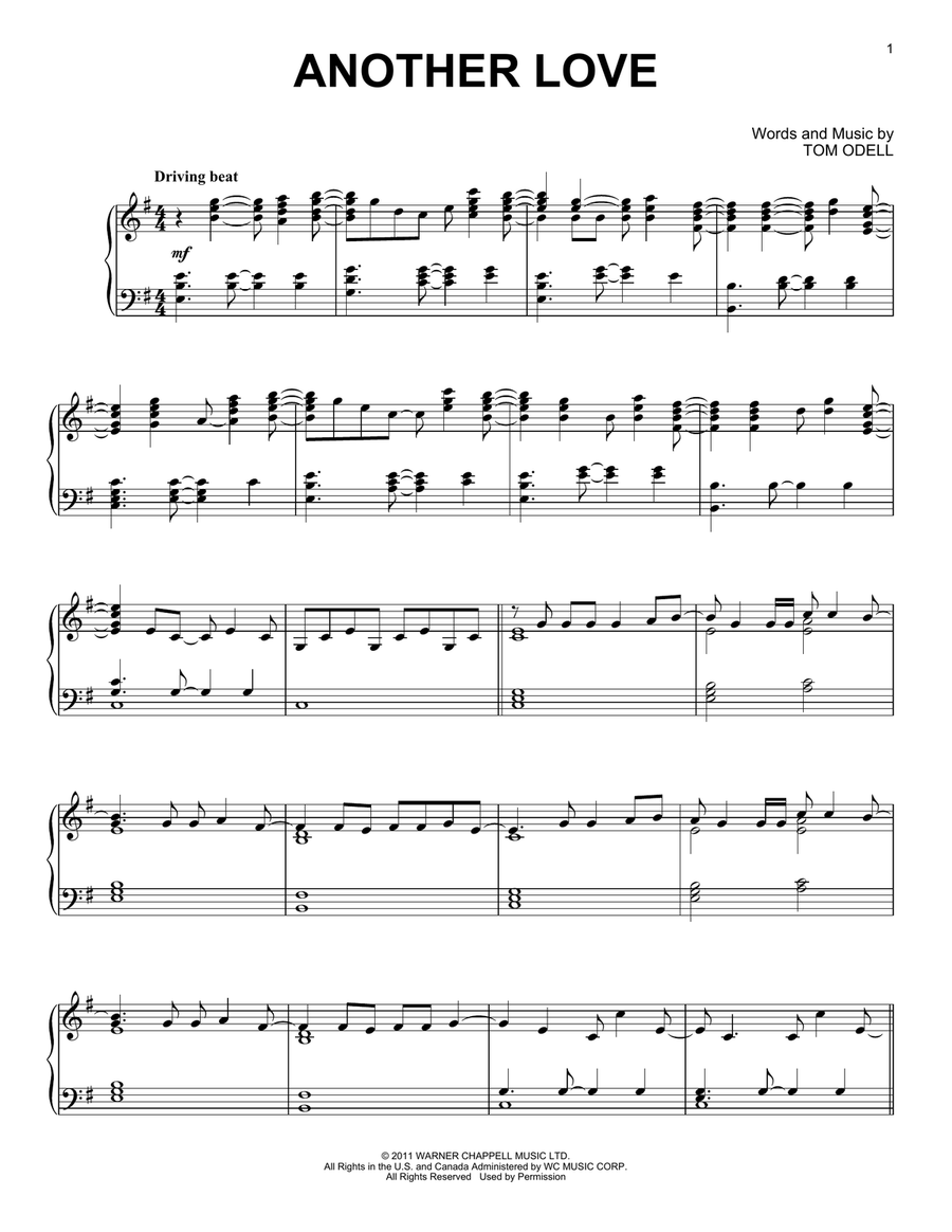 Another love – Tom Odell Sheet music for Piano (Solo) Easy