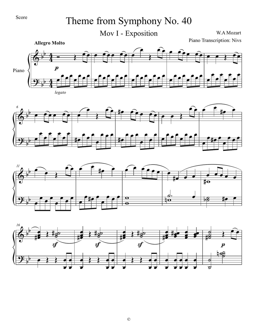 Symphony 40 exposition Mov 1 by Wolfgang Amadeus Mozart