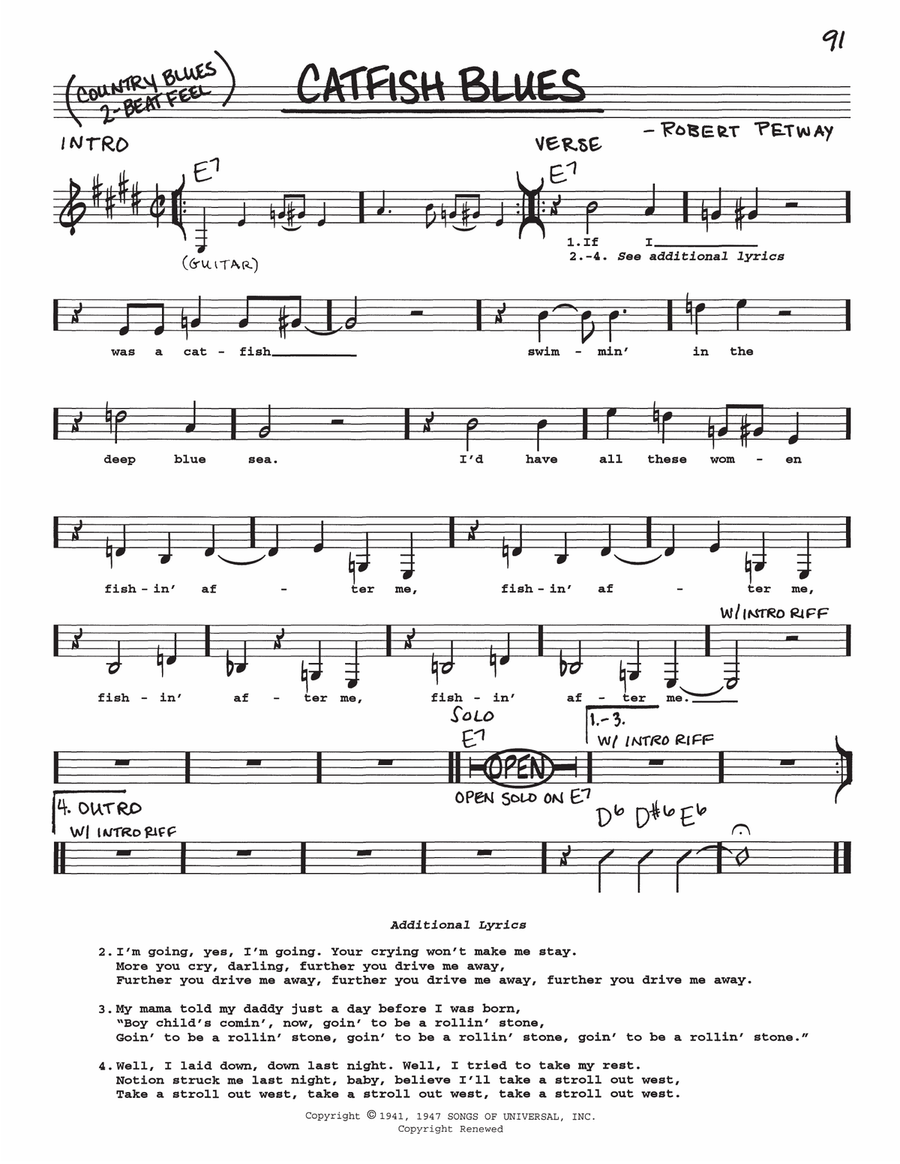 Catfish Blues by Jimi Hendrix Voice Digital Sheet Music Sheet