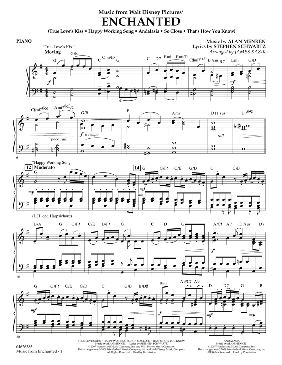 今ならほぼ即納！ Music from Orchestra - Menken Alan by Piano - Enchanted 楽譜
