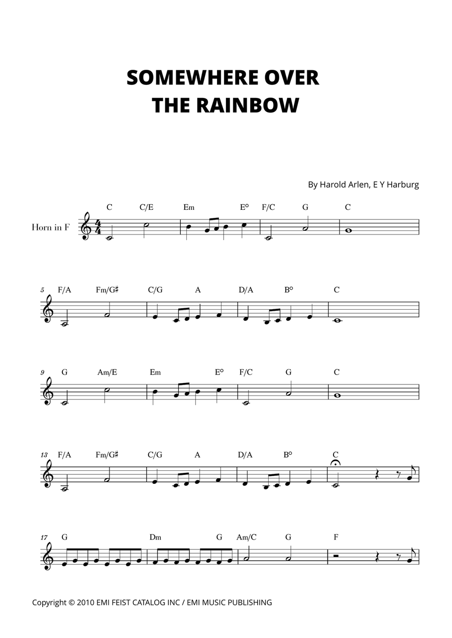 Somewhere over the rainbow french horn discount