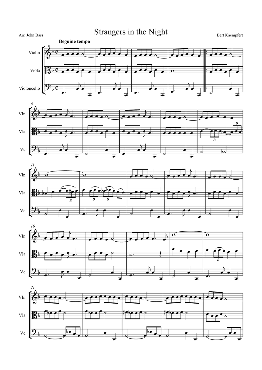 Strangers In The Night  Sheet music, Violin sheet music, Music