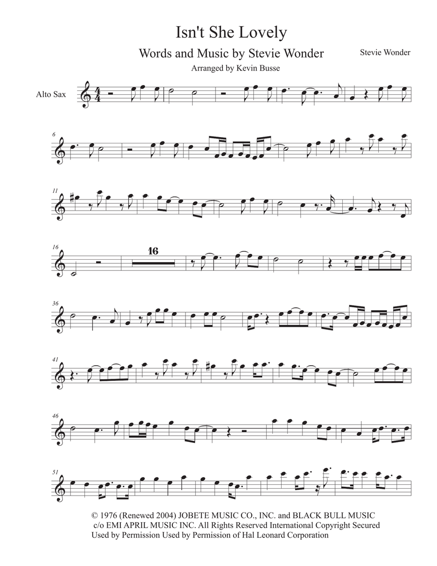 Isn't She Lovely sheet music for piano solo (PDF-interactive)