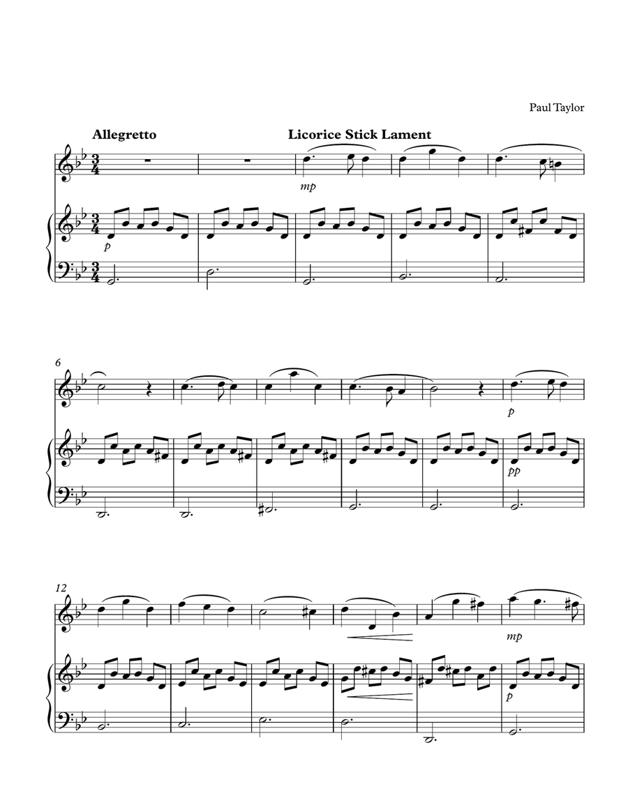 Licorice Stick Lament Clarinet Solo Digital Sheet Music