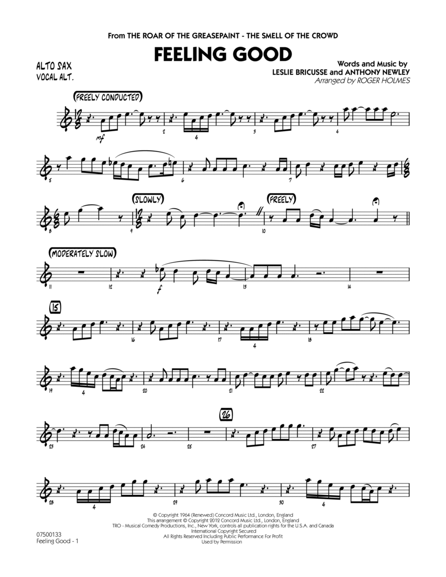 Feeling Good Alto Sax Solo Vocal Alt by Michael Buble Jazz
