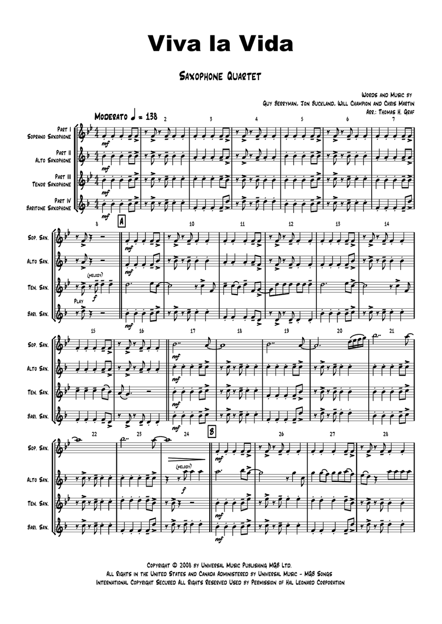 Viva La Vida by Coldplay - String Duet - Digital Sheet Music