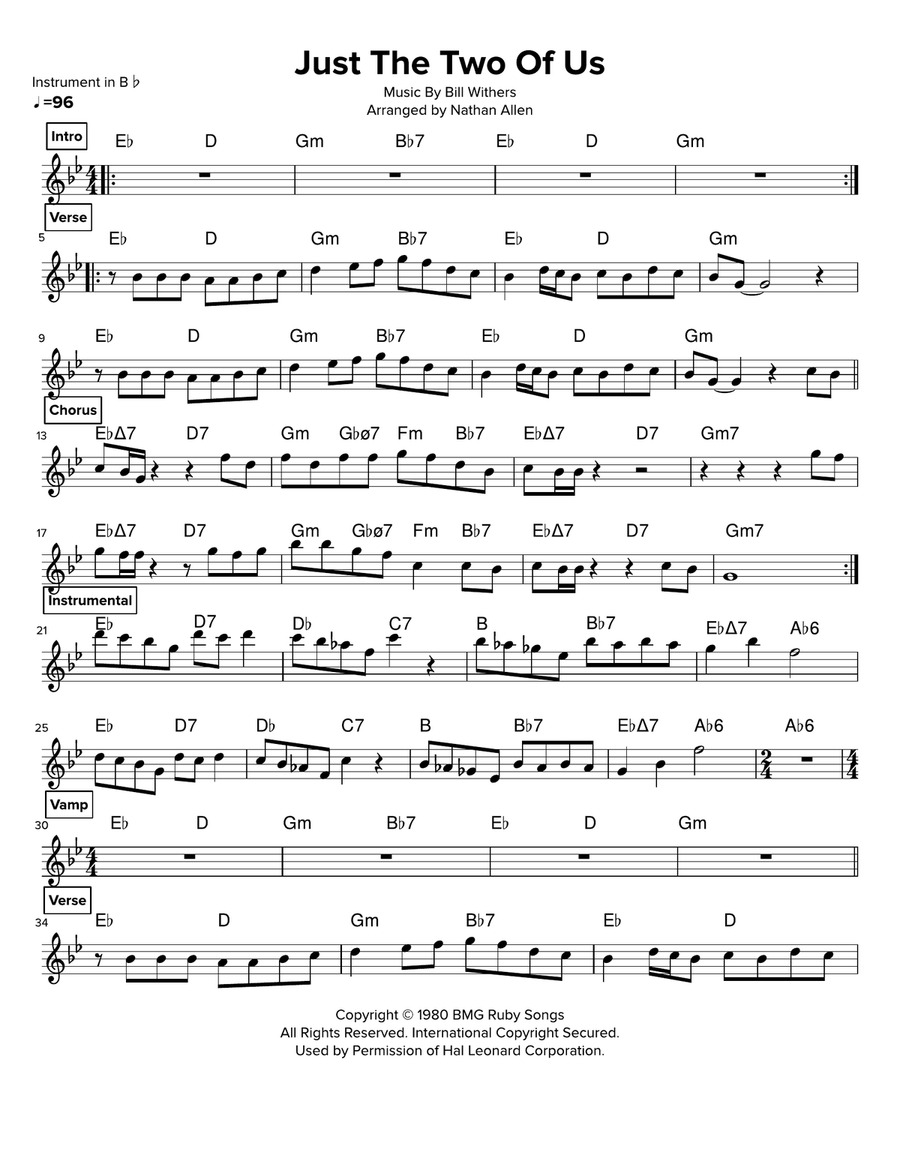 Just The Two Of Us by Bill Withers - Tenor Saxophone - Digital Sheet Music