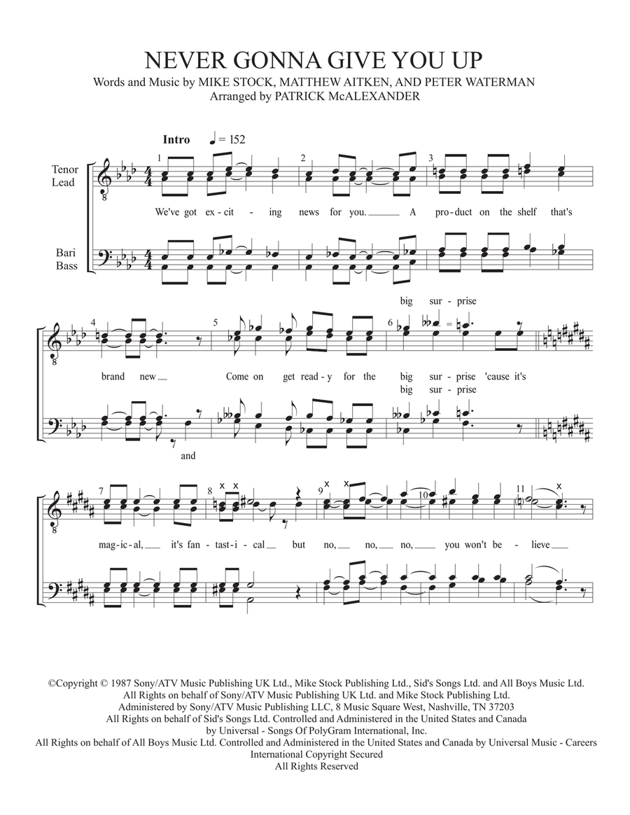 Never Gonna Give You Up Sheet music for Piano (Solo)