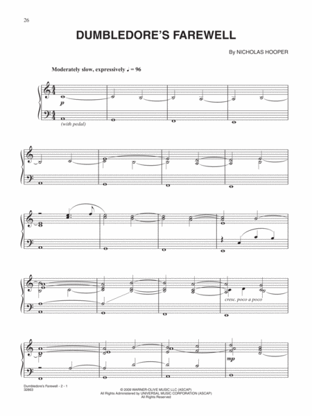 Nicholas Hooper - Dumbledore's farewell (Harry Potter) Sheets by