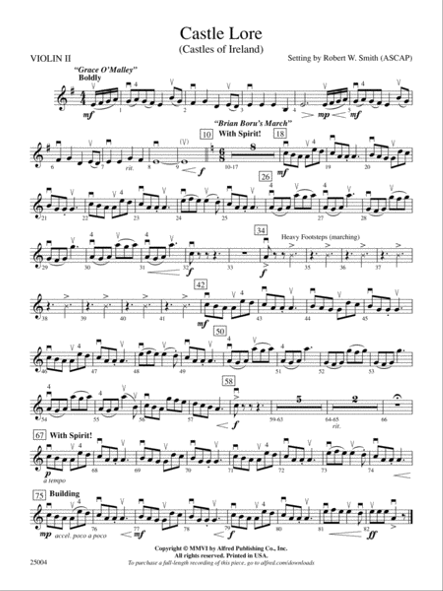 Castle Lore 2nd Violin by Robert W. Smith String Orchestra Digital Sheet Music Sheet Music Plus