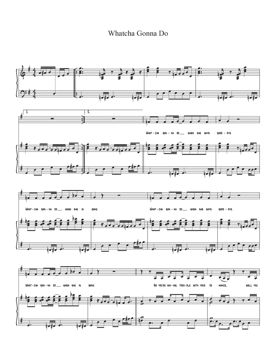 What You Gonna Do (when She Says Goodbye) Voice Digital Sheet Music