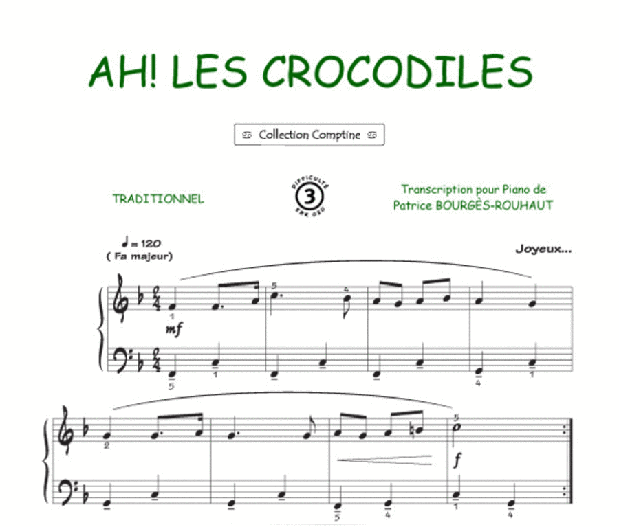 Ah les crocodiles (Comptine) - Guitar Tablature - Sheet Music