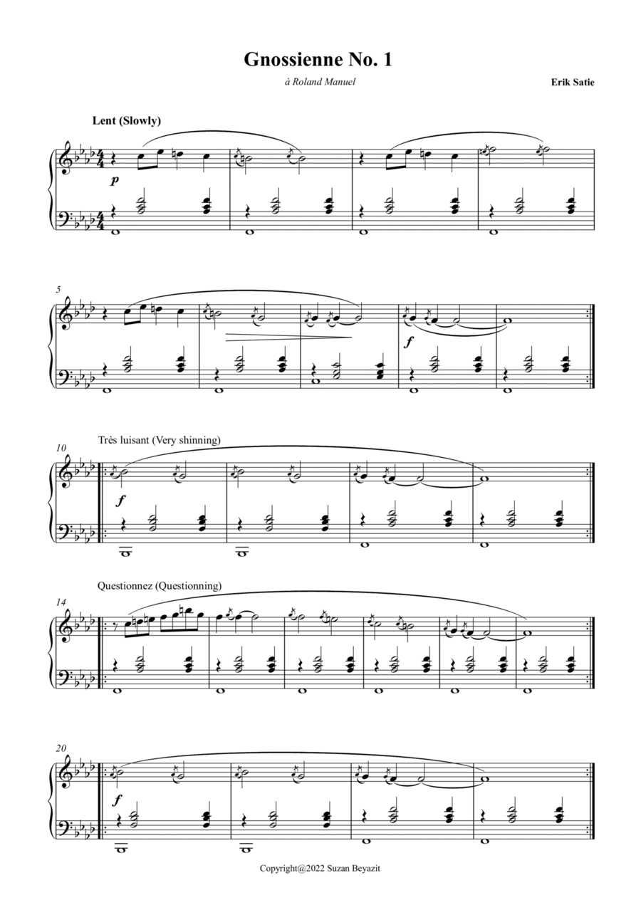 Erik Satie - Gnossienne n°1 (Score) 