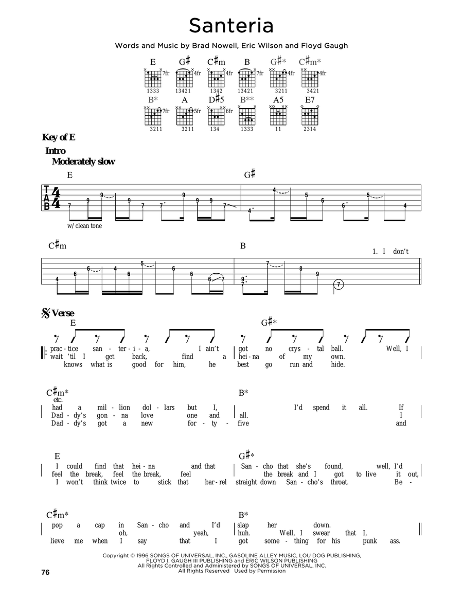 Santeria by Sublime - Electric Guitar - Digital Sheet Music