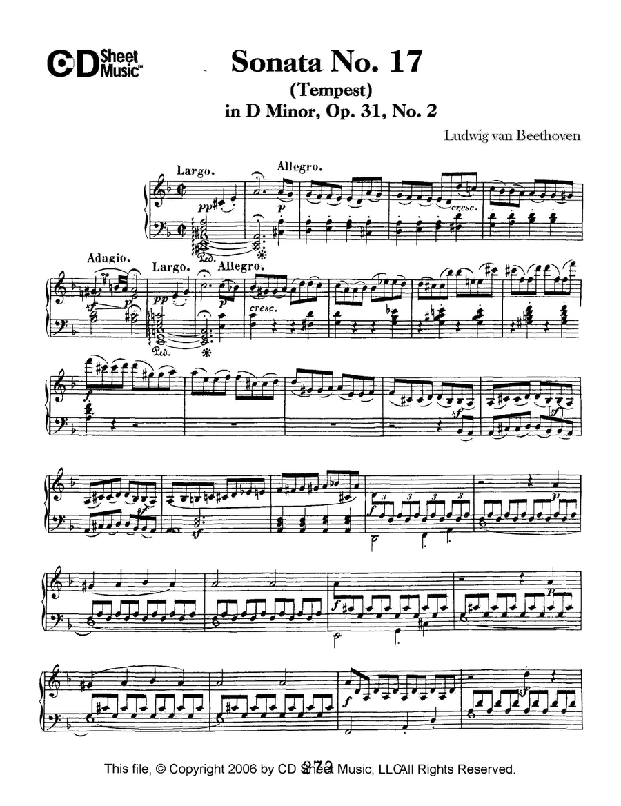 Sonata No. 17 In D Minor (tempest), Op. 31, No. 2 by Ludwig